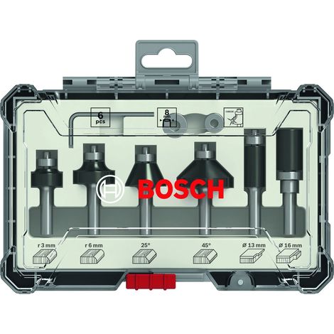 Kit fresa per bordi e bordi, codolo da 1/4 pollici, 6 pezzi Bosch Accessories 2607017470