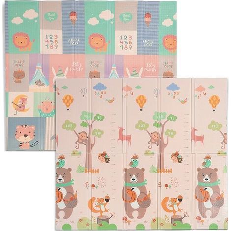 Tappeto da gioco per bambini, tappeto pieghevole in schiuma morbida, impermeabile e pieghevole a 2 facce, 177×196×1.5cm, impermeabile e facile da pulire (1/5)