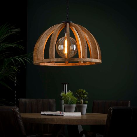 Suspension en bois naturel de manguier 1 lampes MONGO (1/5)