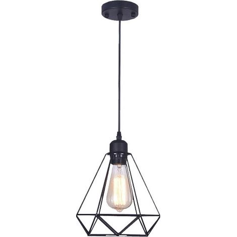 Lampe Suspension Vintage, Suspension Noire,abat jour cuisine,Lampe Cage Éclairage de Plafond Abat-jour en Métal pour Restaurant Salon Chambre Cuisine Bar Couloir (sans ampoule)
