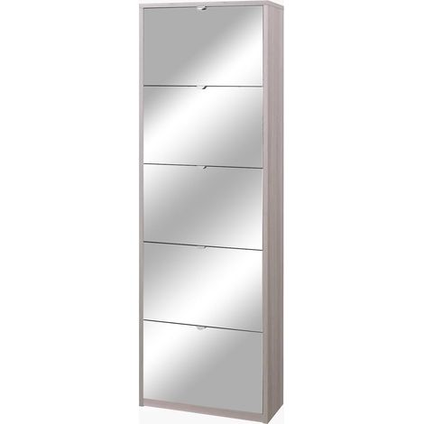 Scarpiera 5 Ante con Specchio 63x190x29 cm Olmo Chiaro (1/2)