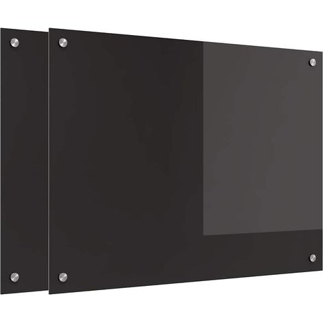 Salpicadero de cocina 2 pcs Negro 80 x 60 cm vidrio templado vidaXL