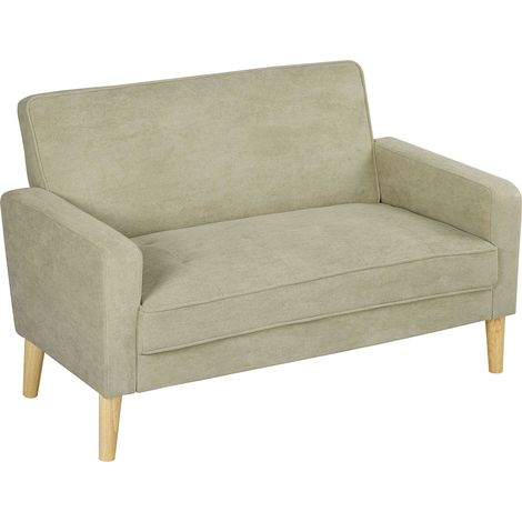 HOMCOM 2 Seater Sofa, Velvet-Feel Upholstered Loveseat for Small Space, Beige (1/5)