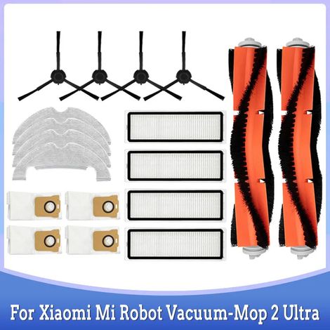 Accessoires pour aspirateur robot Mi Robot Vacuum-Mop 2 Ultra STYTJ05ZHM : sacs à poussière, lingettes, brosse principale, brosses latérales.