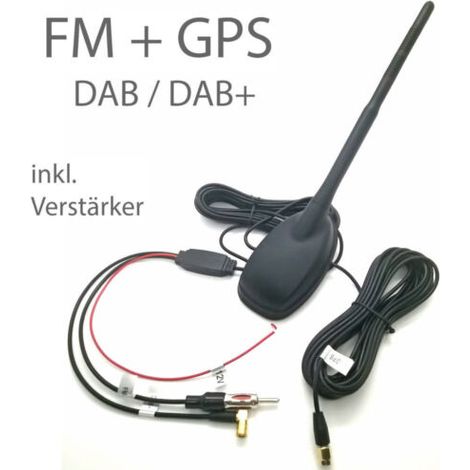 Antenne Toit Voiture - GPS DAB FM AM - Montage Percé - Câble Adaptateur 5 M - Amplificateur Intégré - 1 Pièce (1/5)