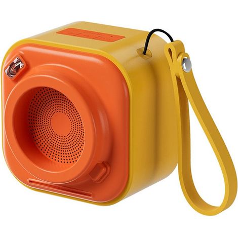 Geeignet für Bluetooth-Lautsprecher in Retro-Kameraform, kabellose Mini-Subwoofer für den Außenbereich, gelb