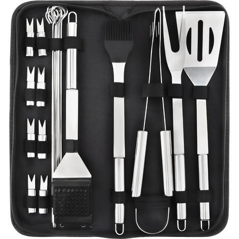 Set di 20 accessori per barbecue - Set di utensili da cucina in acciaio inossidabile con custodia per affumicatore e campeggio (1/4)