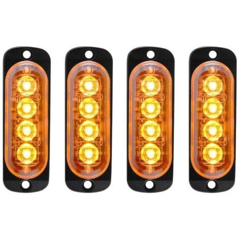 Pair 4 Stück 12–24 V IPX-4 Ultradünne Warnlichtleiste mit Blitzfunktion – 4 LED-Lichtleiste für Transporter, LKW, Bagger, Gabelstapler, Traktor