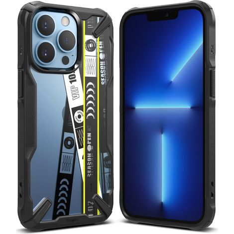 Custodia blindata con cornice e design Ticket Band per iPhone 13 Pro Fusion X, nera (1/5)