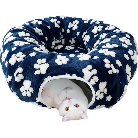 Tunnel Donut pour Chat avec Balle Ludique en Peluche Chaude Pliable Tunnel Lit Rond pour Chat et Pour Intérieur Maison Appartement Salon Chambre Sol Coin Chiot Lapin Petit Anima (1/5)