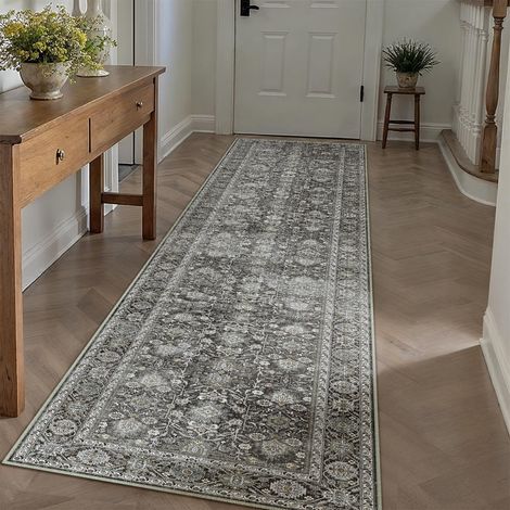 Noir Vintage 60x240cm Tapis Long Couloir Antidérapanta Cuisine,Chambre Enfant Rugs,Descente de Lit Rug,Lavable en Machine Carpet,Interieur Doux Poil Ras,Bureau Carpets (1/5)