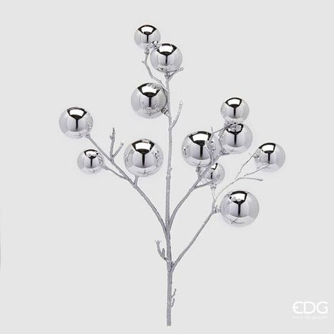 EDG Enzo De Gasperi Decoro Natale PalleMix Ramo X 12 H 53 Cm Light Silver
