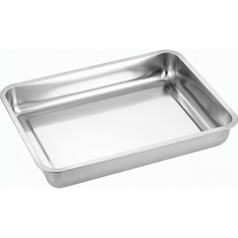 Plat rectangulaire en inox extra-épais, profond, 50×35×7 cm