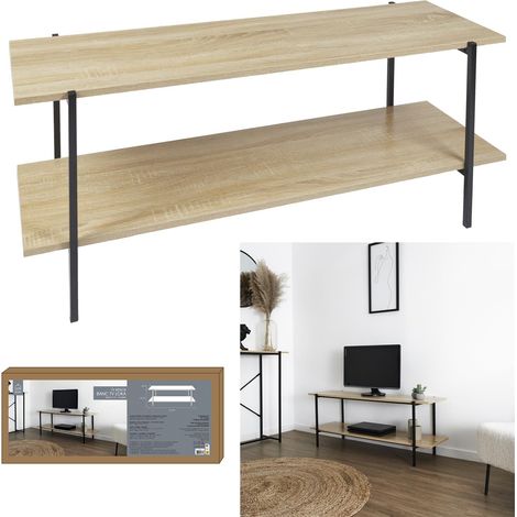 Banc TV - HOME DECO FACTORY - LOKA - Pratique - Élégant - Marron et Noir (1/5)