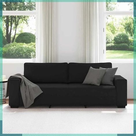 4105178 Canapé à 3 places noir 220x77x82 cm tissu (1/5)