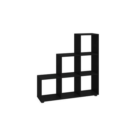 Bibliothèque étagère en forme d'escalier - 6 Compartiments-Noir (1/5)