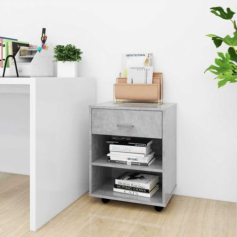 Armoire à roulettes-Meuble de rangement mobile Gris béton 46x36x59 cm Bois d’ingénierie 988637 (1/5)