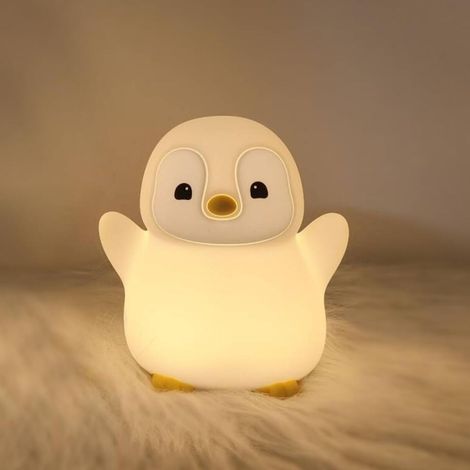 Veilleuse pingouin souple en silicone - Rechargeable, 2 niveaux d'éclairage, idéale pour aider à l'endormissement des enfants - Parfaite pour la chambre d'enfant, l'allaitement, la décoration et les c (1/5)