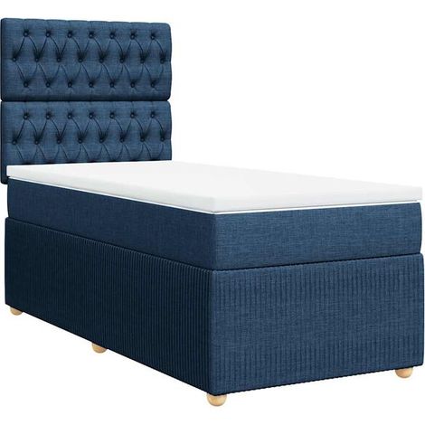 Cadre de lit en tissu, matelas inclus, bleu, 80 x 200 cm (1/5)
