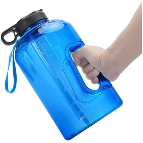 Bouteille d'eau grande capacité 3,7 l avec hydratation et temps motivant Bleu (1/3)