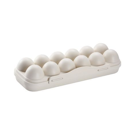 Contenitore per uova da esterno di grande capacità, in plastica, per frigorifero, impilabile, per campeggio, vassoio per 12 uova, beige (1/5)
