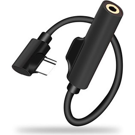 Câble adaptateur USB-C vers jack 3,5 mm écouteurs, charge et écoute 2-en-1, adaptateur pour téléphone Type C Huawei, noir (1/5)