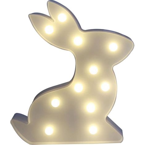 Veilleuse LED Lampe de Chevet Douce Lapin Créative en Plastique Blanc Décoration Lumineuse pour Noël et Anniversaire pour Chambre (1/5)