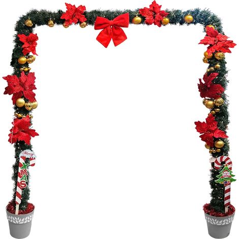 Ghirlanda con luci e addobbi di natale festone decorazione porta portoni vetrine negozio esterno interno allestimento su misura (1/5)