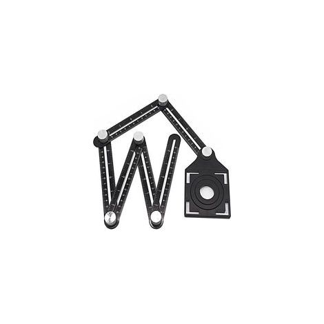 Règle de mesure multi-angle avec 5 trous de positionnement, outil de serrage d'angle en alliage d'aluminium à 6 côtés, outil de mesure de modèle, noir