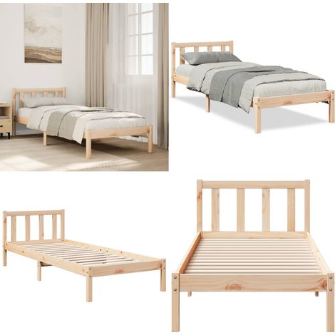 vidaXL Cadre de lit extra long sans matelas 90x210 cm bois massif pin (1/5)