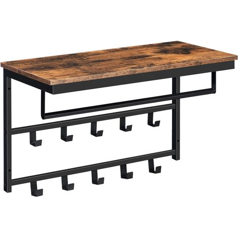 Wandgarderobe mit Ablage und Haken, Wandregal Industriestil 60 x 30 cm (1/5)