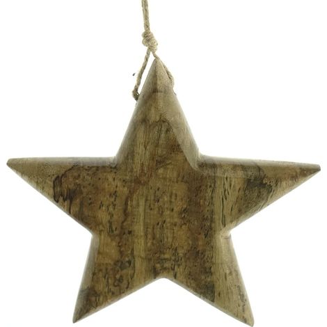 Scheulen – Suspension de Noël Étoile en bois de lucidato – Naturel, Ø 14 cm