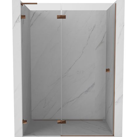 Mexen Lunar L porta doccia battente sinistra 140 cm, trasparente, oro rosa - 834L-140-000-60-00-L (1/5)