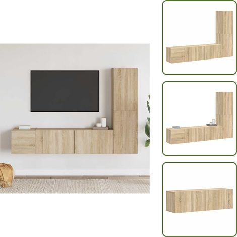 Supporto TV - vidaXL Set di Mobili Porta TV 3 pz Rovere Sonoma in Legno Multistrato - Armadio in legno