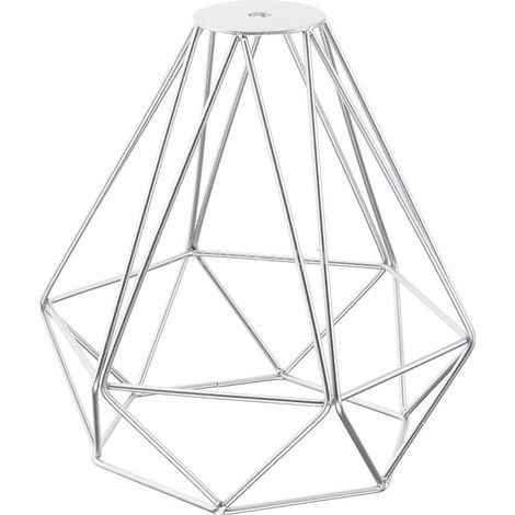 Abat-jour Cage Métallique Panier Abat-jour Plafonnier Fer Forgé Plafonnier Lumière & Style Industriel, Argenté (1/2)