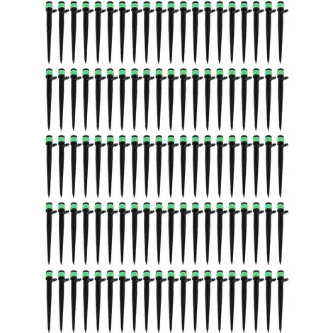 Lot de 100 goutteurs à débit réglable à 360° pour arrosage de terrasses, pelouses et massifs, 13 cm / 5,1 pouces, vert (1/3)