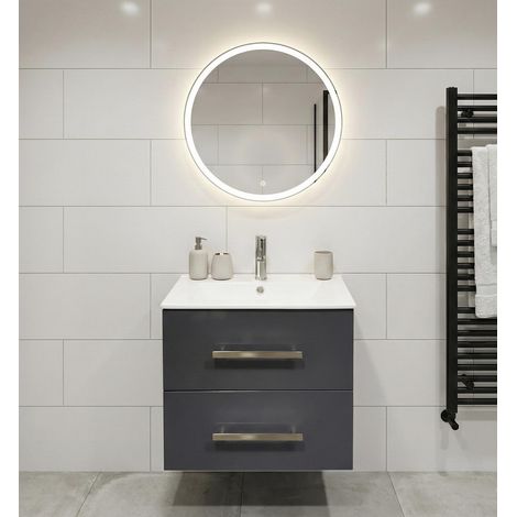 Meuble Salle de Bain 60cm suspenduavec vasque pour salle de bain, design moderne, installation facile (1/4)
