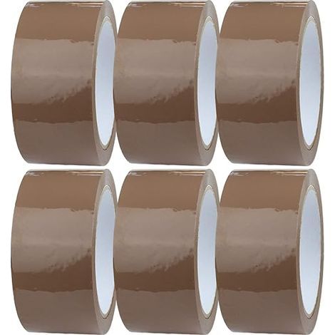 6 x Rouleau de Ruban Adhésif Marron 44mm x 100m Ruban Adhésif d'emballage pour des Boîtes, des Envois, Déménagement Ruban Adhésif Transparent pour Colis & Emballage (1/5)