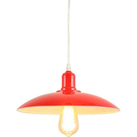 Suspension industrielle vintage Edison, plafonnier classique en métal pour hall d'entrée, bar, restaurant, bureau, style rétro, sans ampoule, douille E27 (rouge)