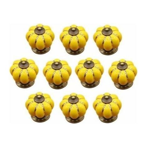 Online Store - (Jaune)10 Pcs Boutons de tiroir en céramique bouton de meuble pour tiroirs et placards de cuisine (1/5)