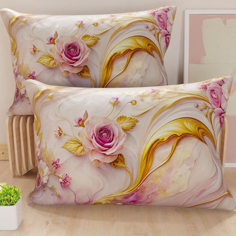 Paire de taies d'oreiller 30 x 50 cm en Microfibre, Coussins d'ameublement, canapé, Salon, 2 Housses de Coussin, taie d'oreiller Florale 06 6, 100% fabriqué en Italie (1/5)