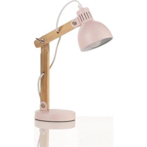 lampada da tavolo "nora" in legno e metallo rosa, e14 (1/2)