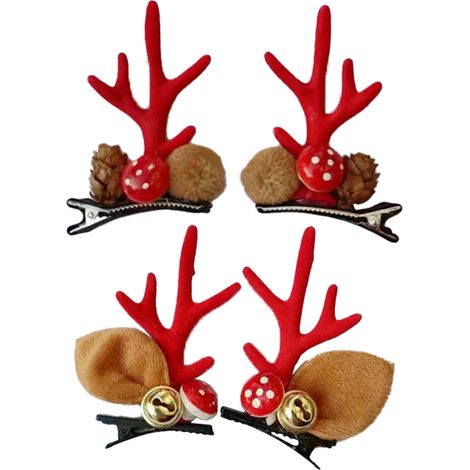 1 Barrette, bois de cerf, design unique, décoration Noël, fille femme famille (1/5)