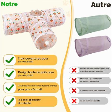 Tunnel Toy for Cat Tunel Game for Cat Interactive 3 Way Play for Kitten Cat Toy Tunnel Foldable for Dogs, Rabbits, Cats Guinea Pig Child (T-Tunnel) (1/2)
