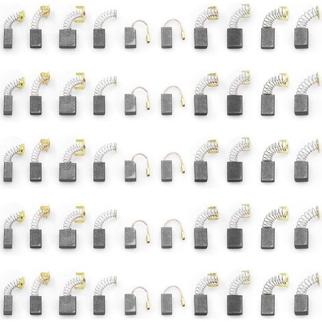50 PCS Balai De Charbon Balai Charbon Moteur Electrique Brosse Carbone Rechange Universel Charbon pour Perceuse pour Ponceuses, Scies Circulaires Meuleuse D'angle 10 Tailles (A) (1/5)