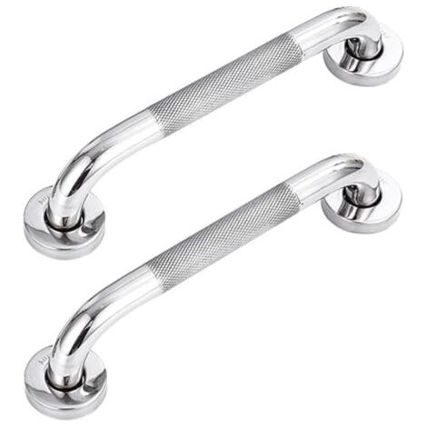 Lot de 2 barres d'appui de salle de bain en acier inoxydable 304 avec poignée antidérapante,pour baignoire,toilettes, salle de bain, rampe d'escalier (1/5)