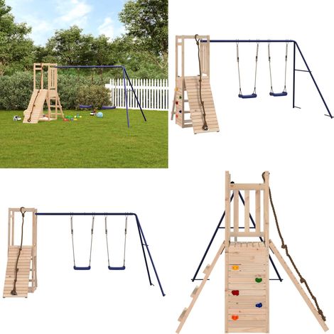 Spielturm Massivholz Kiefer - Holzspielplatz - Spielturm - Kiefernholz - Kletterturm - Kletterwand - Home & Living