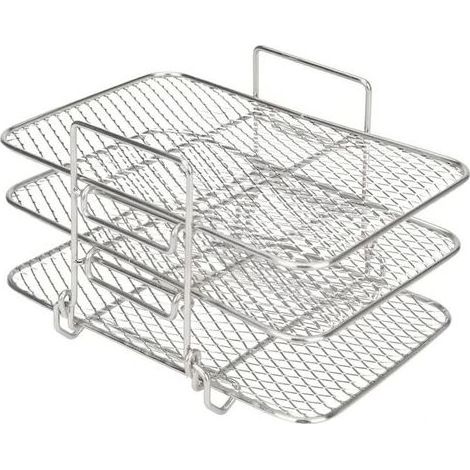 ALLIANDISSupport empilable à 3 couches en acier inoxydable 304 pour friteuse Ninja Dual Air Fryer – Compatible avec modèles DZ201 DZ401 AF300UK AF400UK (1/4)