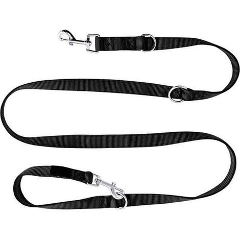 Graphitschwarze Trainingsleine für Hunde, robust und verstellbar, 3 Längen (2,5–1,55 m), doppelt geflochtene Seilleine – KZQ