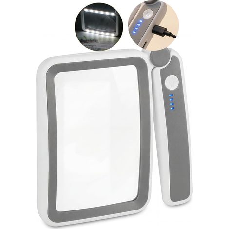 3X Loupe, Verre Anti-Rayures, LED Rechargeable, Manche Pliable, Lecture Livres Journaux
